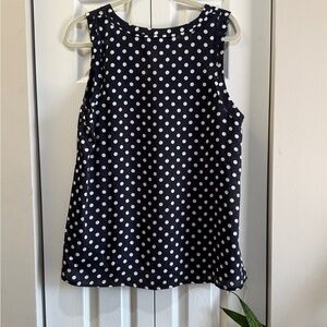 Michael Kors Navy and White Polka Dot Sleeveless Top